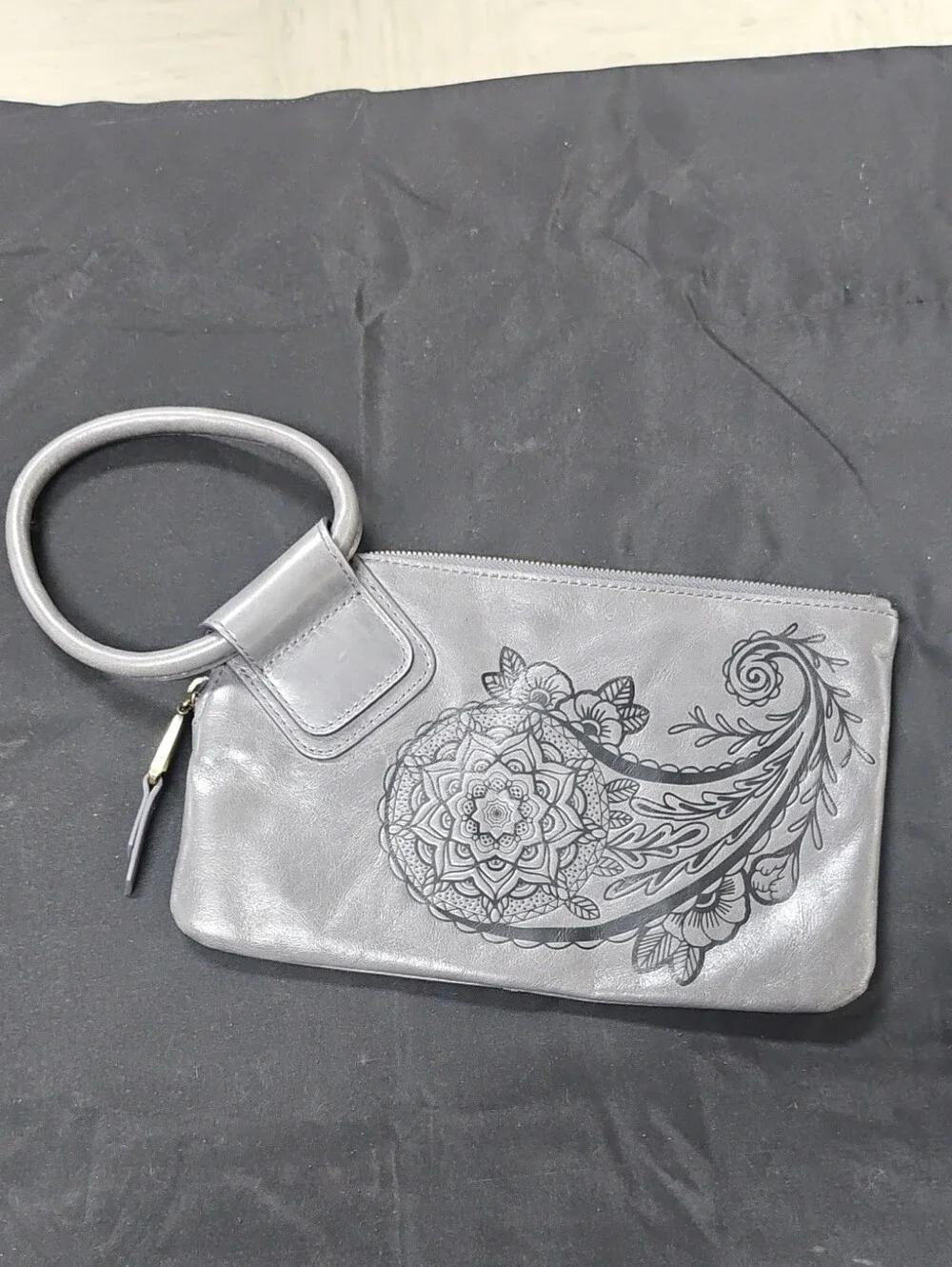 HOBO Inked Hyde 2018 Collectors Edition Gray Embossed Floral Wristlet